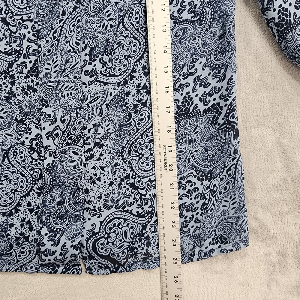 Vintage TanJay Shirt Womens 8 Blue Paisley Tie Neck Bow Long Sleeve Chiffon - Picture 15 of 16